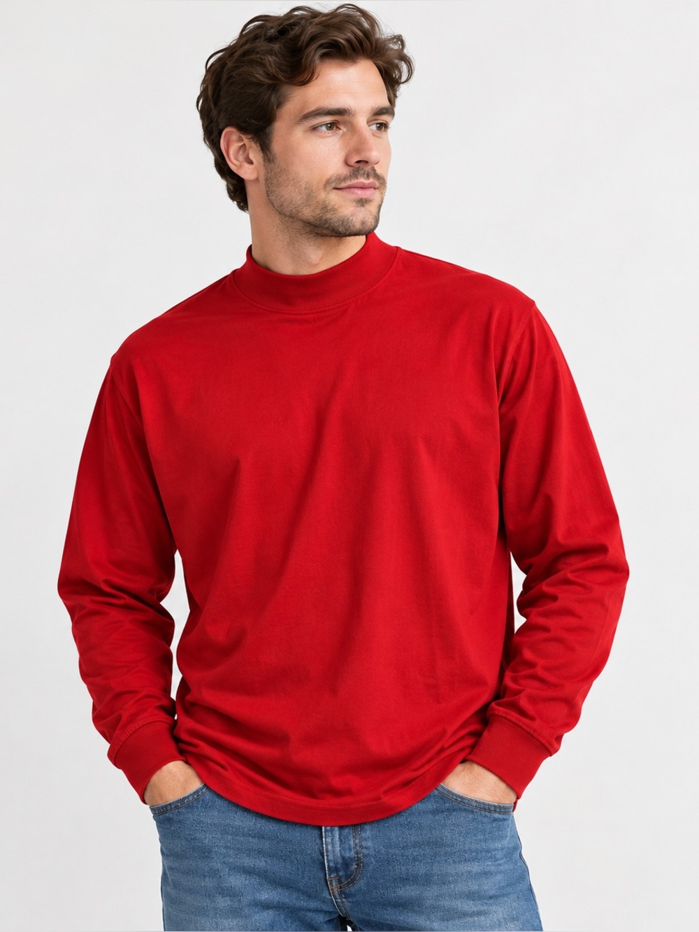 NWT Vintage Covington Mock Neck Long Sleeve Shirt Men’s Large Red Y2K